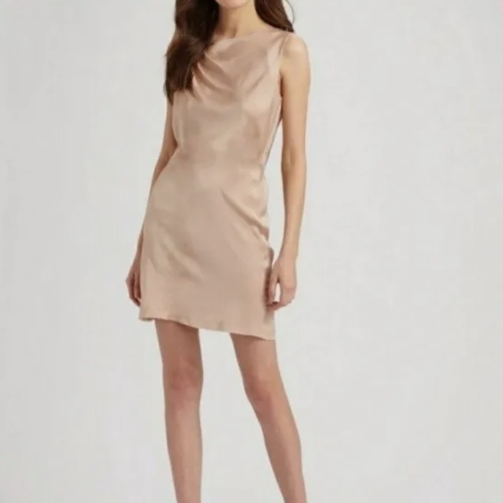 Theory Elvinia Silk Blend Sleeveless
Sheath Cocktail Slip Dress Beige Size 2